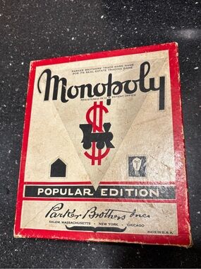 Old Monopoly Popular Edition Game -box w/ some parts; Parker Brothers